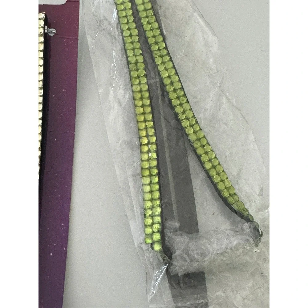 Bling Bling Keychain Set 2pc Lime Green‎ Rhinestone Lanyard Silver Tone Hardware